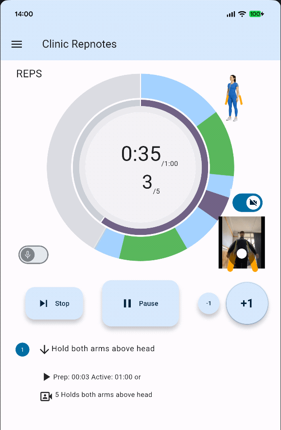 Repnotes boby movement count in real-time using the camera
